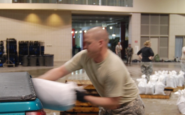 North Dakota National Guard sandbags for south Bismarck flooding