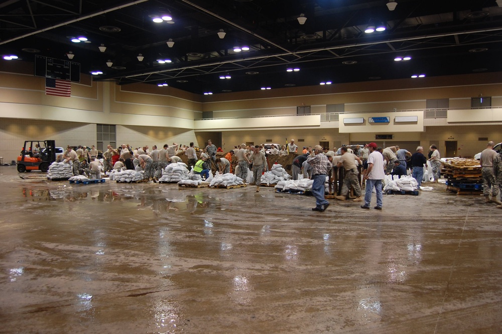 North Dakota National Guard sandbags for south Bismarck flooding