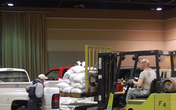 North Dakota National Guard sandbags for south Bismarck flooding