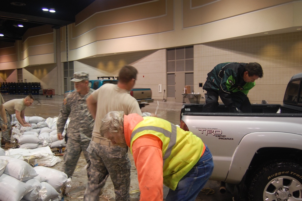 North Dakota National Guard sandbags for south Bismarck flooding