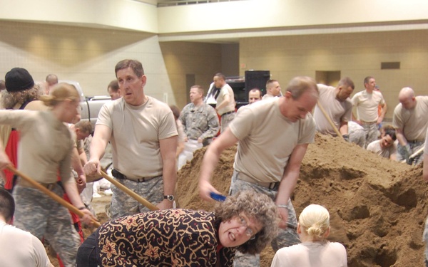North Dakota National Guard sandbags for south Bismarck flooding