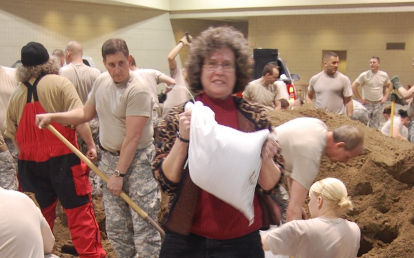 North Dakota National Guard sandbags for south Bismarck flooding