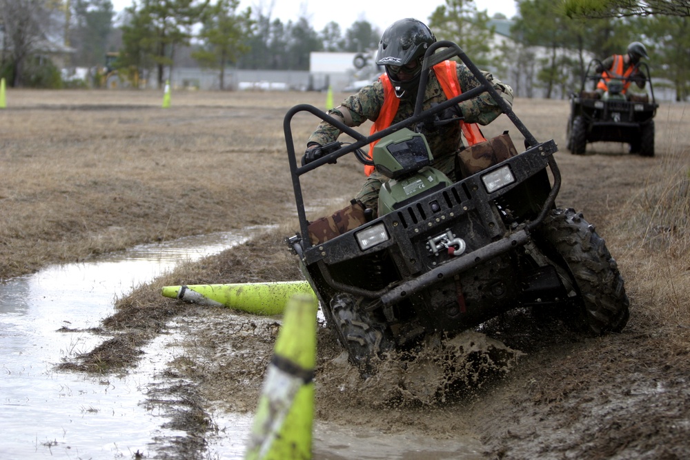 Riding dirty Marine Special Operations Command train on all-terrain vehicles