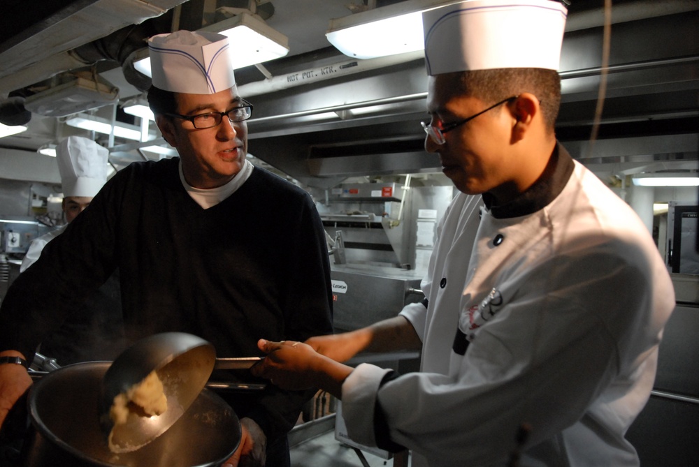 Sam the cooking guy tours USS Ronald Reagan bakery