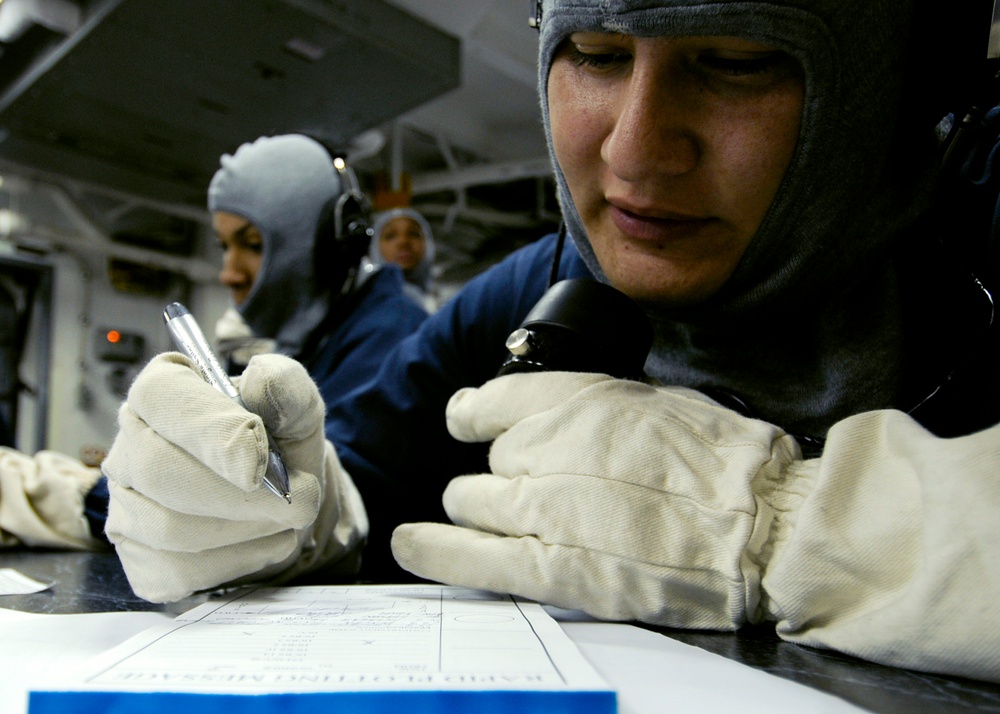 Work aboard the USS Blue Ridge