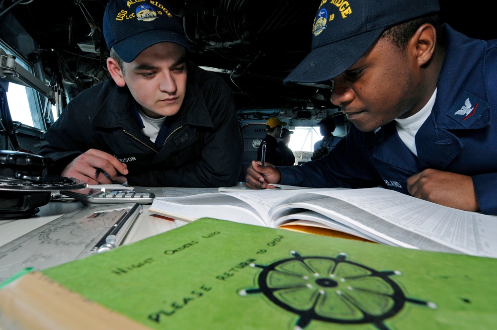 Work aboard the USS Blue Ridge