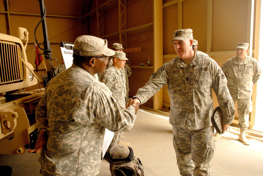 Incoming Multi-National Corps - Iraq Command Sergeant Major visits Wranglers