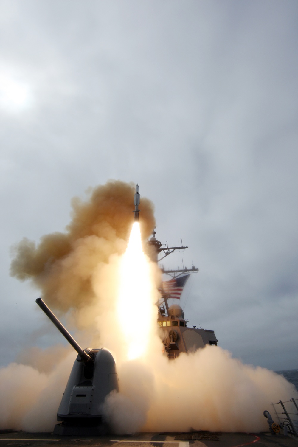 Missle launch aboard the USS Benfold