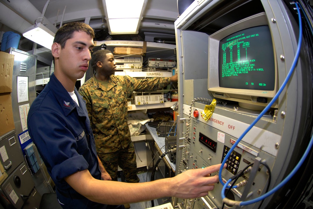 Sending signals aboard the USS John C. Stennis