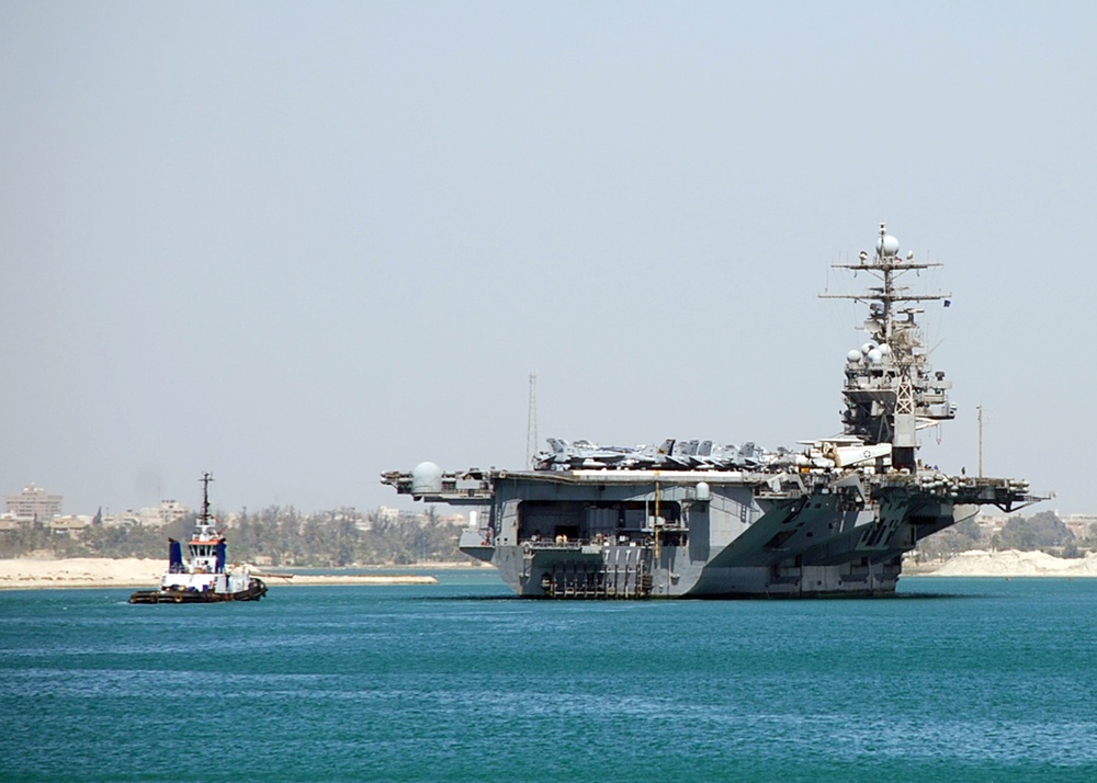 USS Theodore Roosevelt transits the Suez Canal