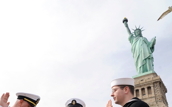 With Lady Liberty watching