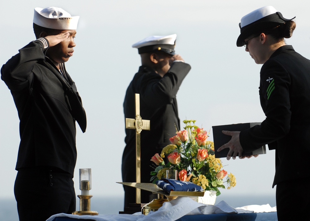 USS Essex burial at sea ceremony