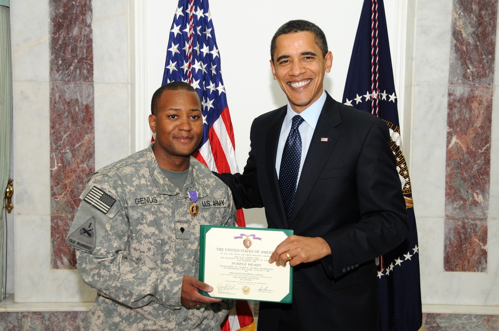 Obama visits Camp Victory troops