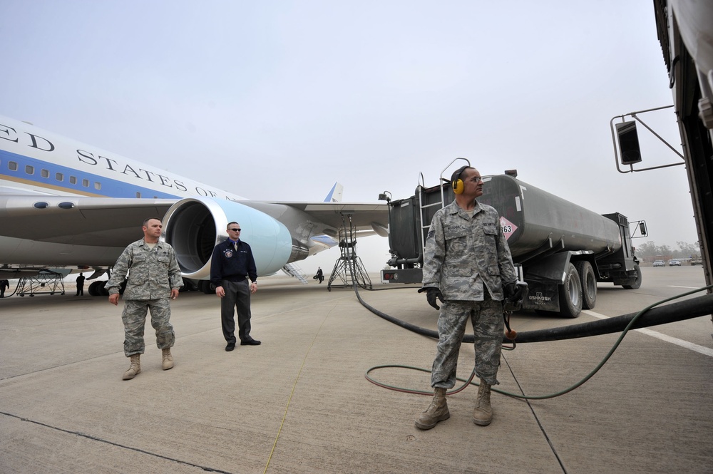 President Barack Obama Arrives at Sather Air Base