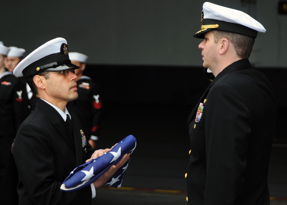 Burial at sea aboard the USS Abraham Lincoln