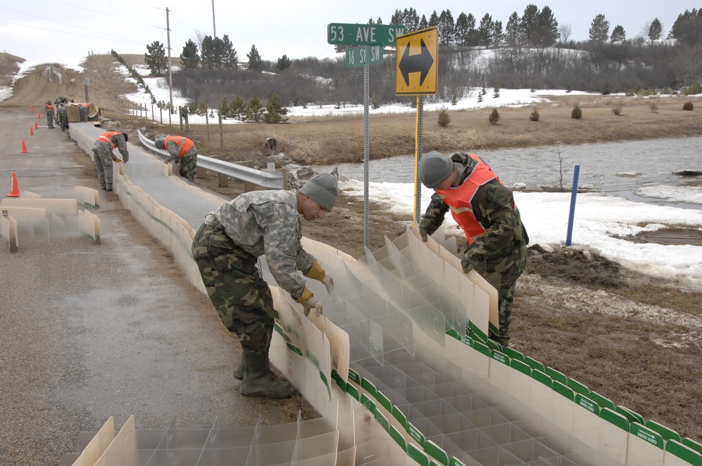 North Dakota National Guard Soldiers help with flooding in Burlington