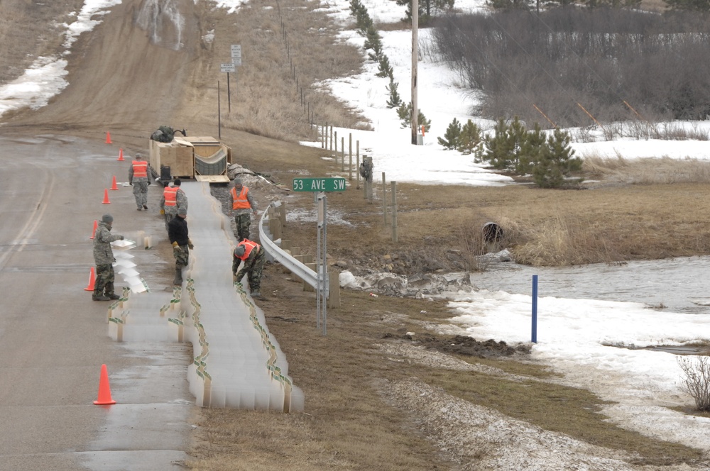 North Dakota National Guard Soldiers help with flooding in Burlington