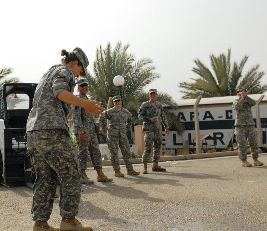 Louisiana Soldiers 'pock' eggs in Baghdad for Easter
