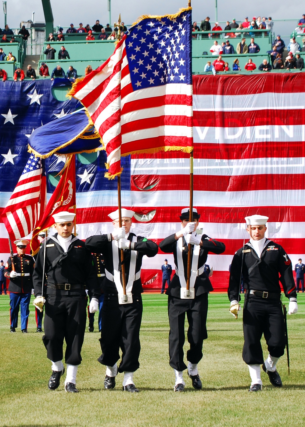 USS Constitution color guard attends Red Sox opening day