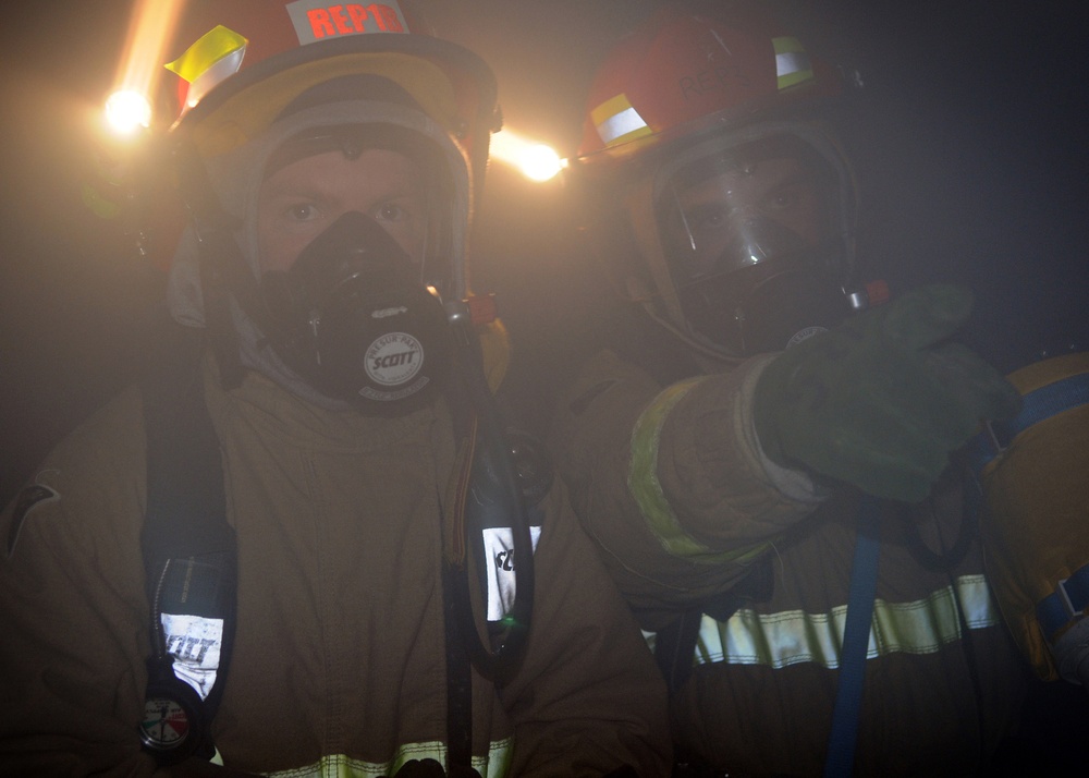 Simulated fire aboard USS Abraham Lincoln