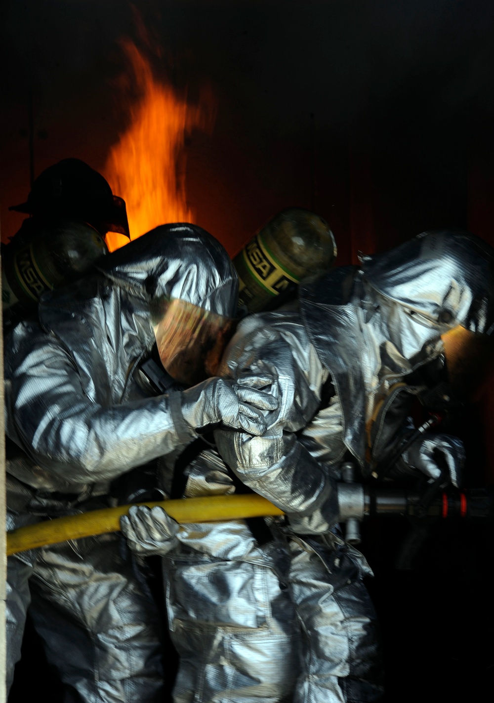 U.S. Air Force Firefighters advise, Iraqi Fire Training Course