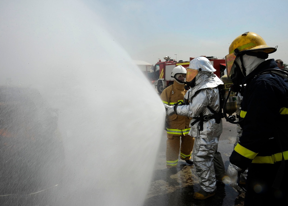 U.S. Air Force Firefighters advise, Iraqi Fire Training Course