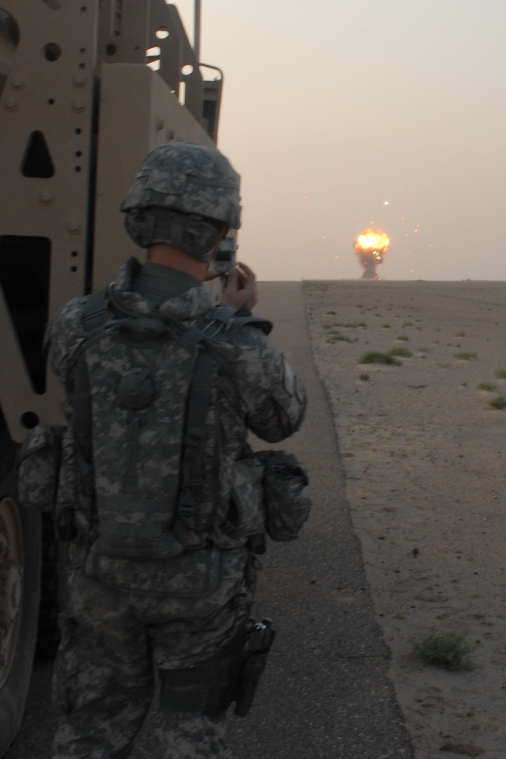 Iraqi army, Iraqi police and U.S. Army Explosive ordnance disposal conduct massive controlled detonation