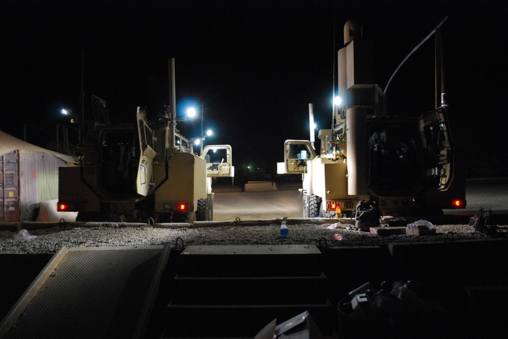 576th Engineers making roads safe on the night shift