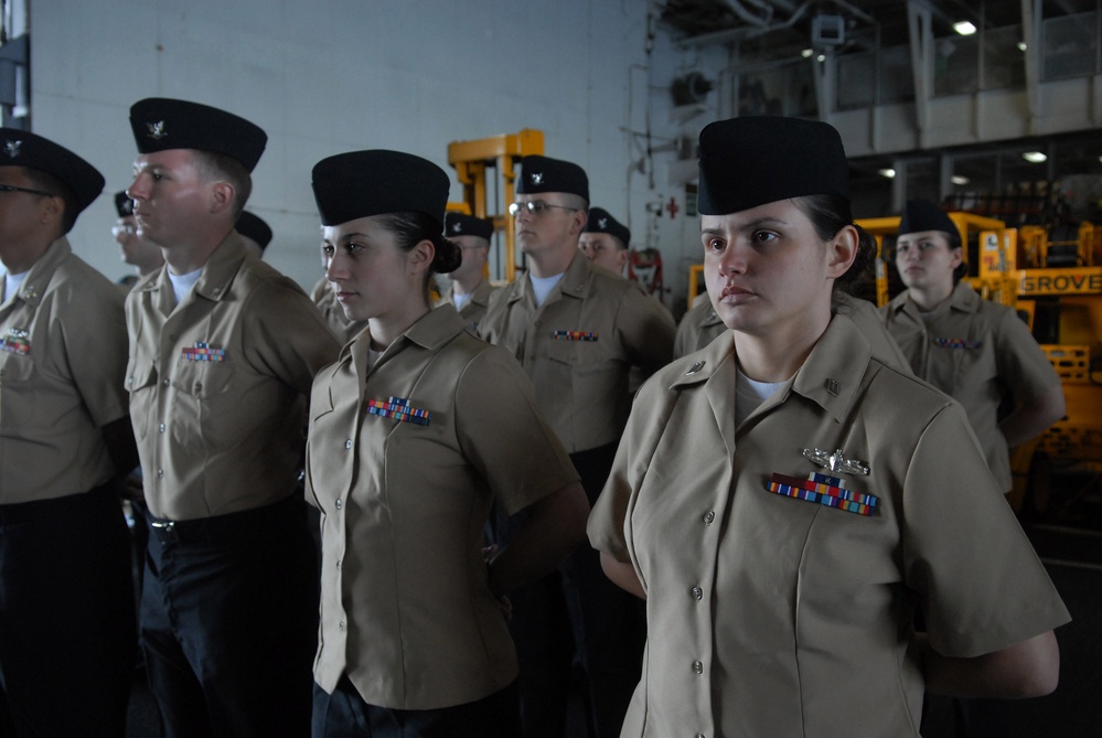 Uniform check aboard the USS Ronald Reagan