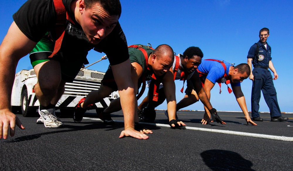Strong Man competition aboard USS John C. Stennis