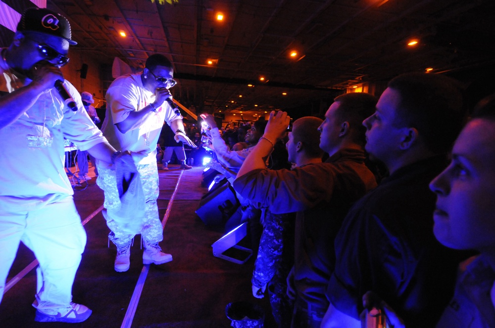 Yung Joc performs on USS Dwight D. Eisenhower