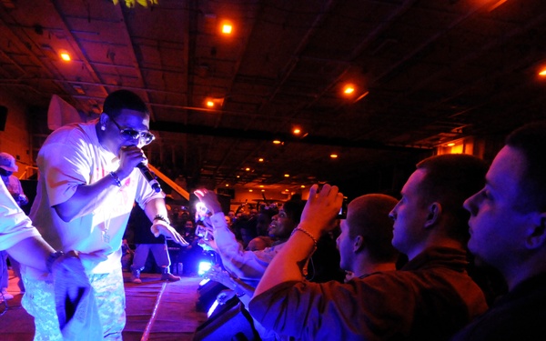 Yung Joc performs on USS Dwight D. Eisenhower