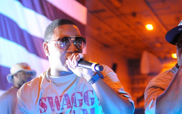 Yung Joc performs on USS Dwight D. Eisenhower