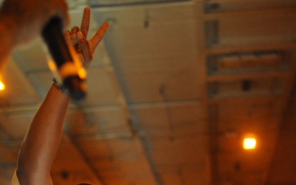 Yung Joc performs on USS Dwight D. Eisenhower