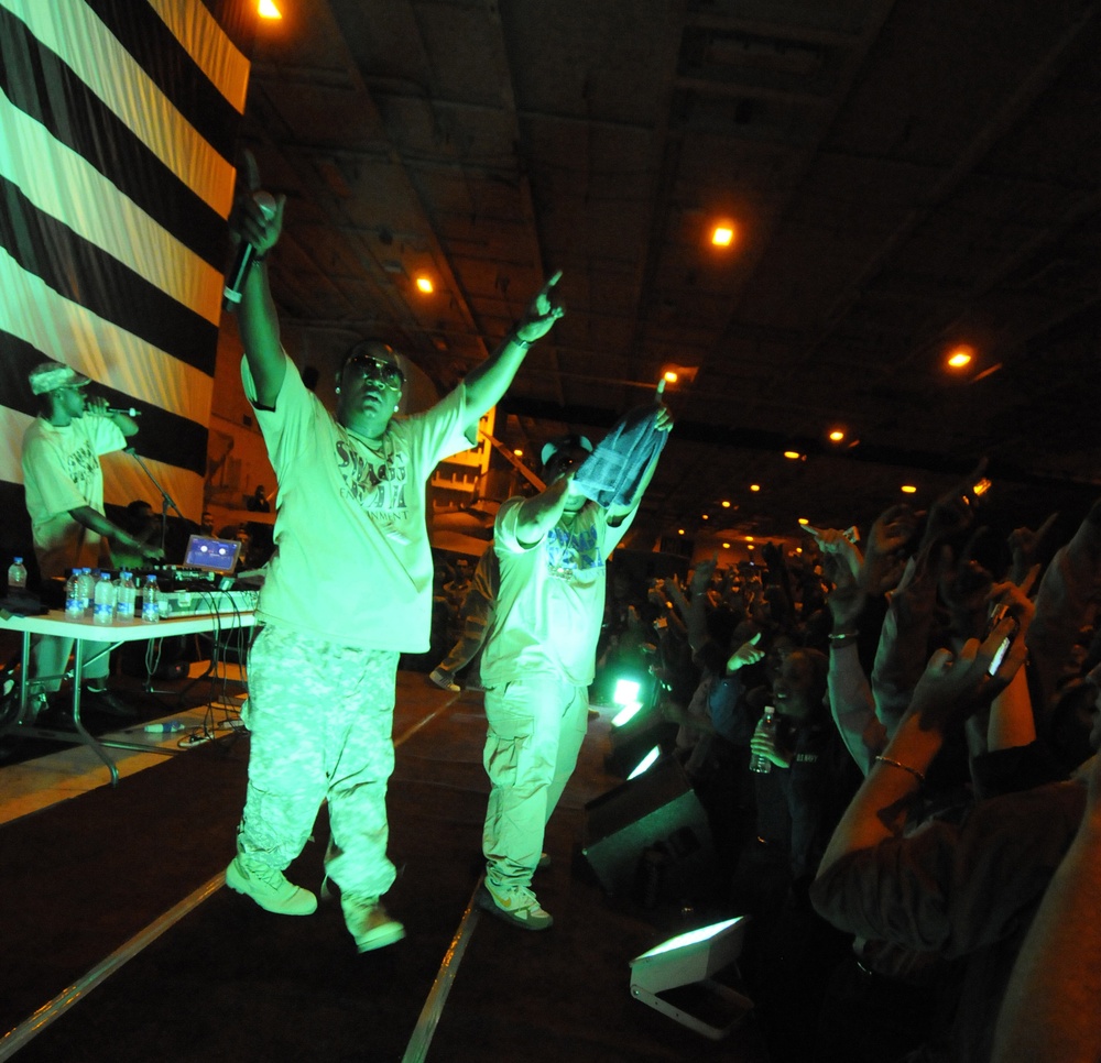 Yung Joc performs on USS Dwight D. Eisenhower