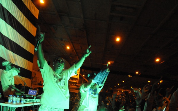 Yung Joc performs on USS Dwight D. Eisenhower
