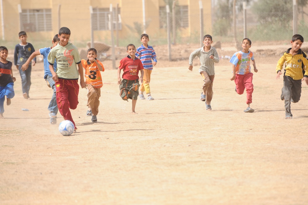 Assessing soccer fields in Baghdad