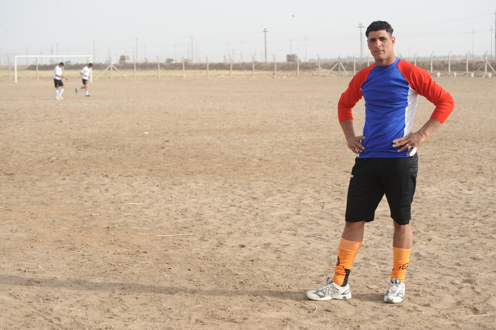 Assessing soccer fields in Baghdad