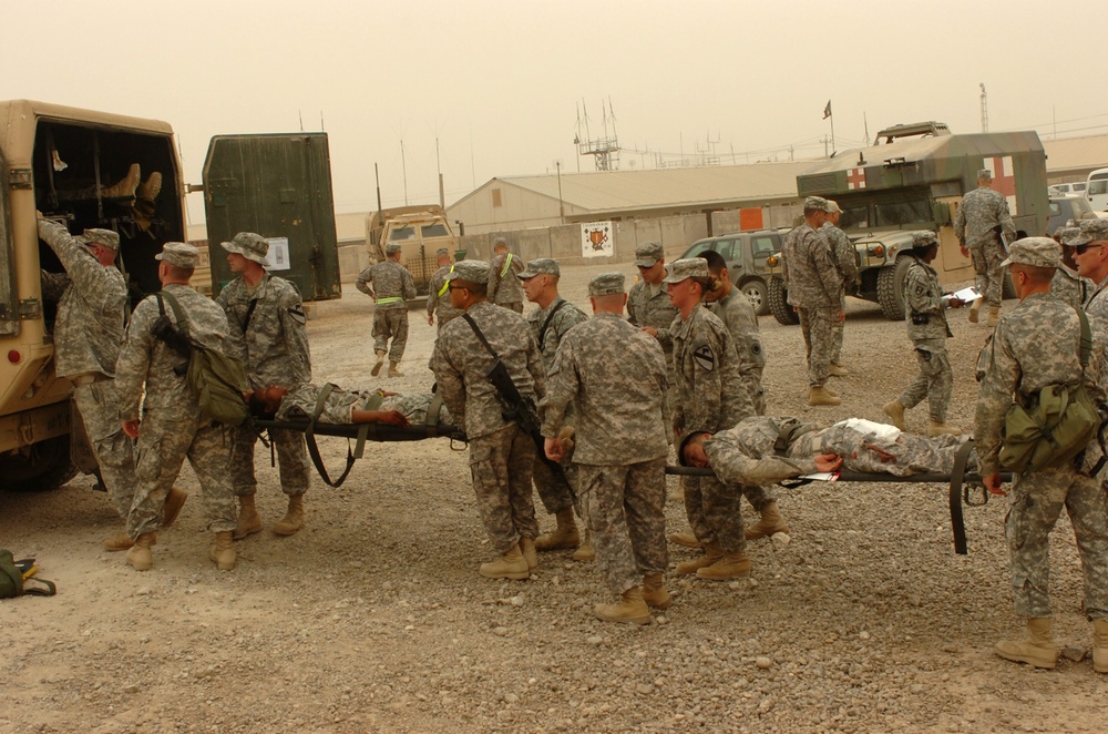 Multi-National Division-Baghdad  troops train during mass casualty exercise