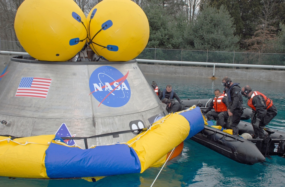 Retro Space Crew Module Undergoes Tests at Navy Facility