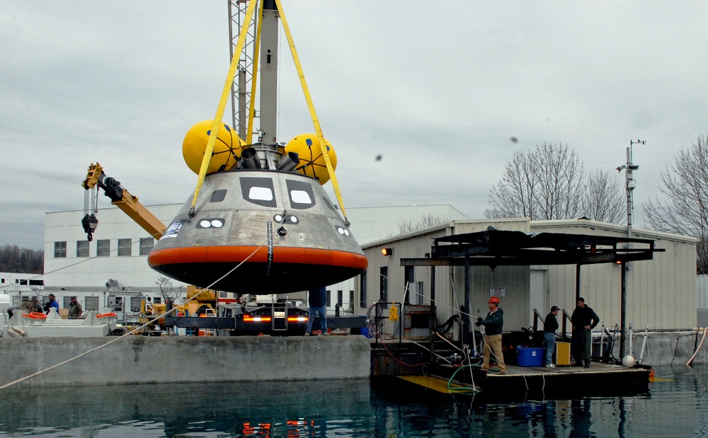 Retro Space Crew Module Undergoes Tests at Navy Facility