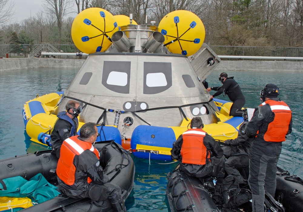 Retro Space Crew Module Undergoes Tests at Navy Facility