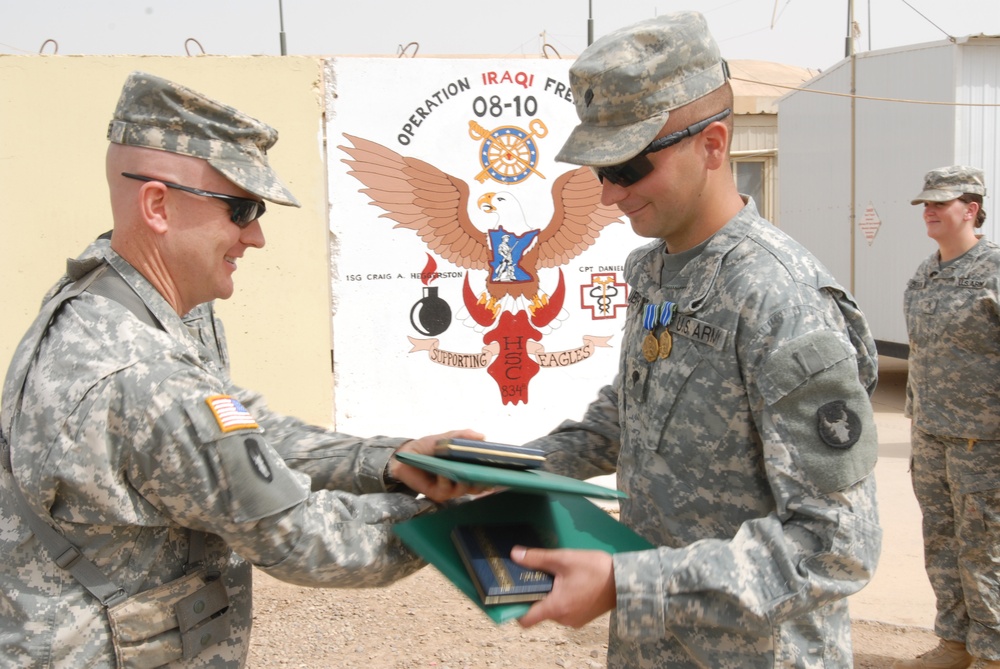 Spc. Huberty Revieves Army Achievement Medal