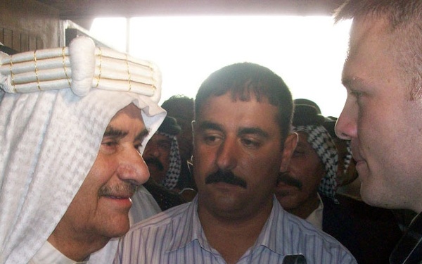 Col. Byron Freeman (left), 8th Military Police "Watchdog" Brigade commander, Multi-National Division – Baghdad and a native of Norfolk, Va., and Lt. Col. Thomas Byrd, commander, 93rd MP Battalion, 8th MP Bde., MND-B and a native of Marion, Ohio, spe