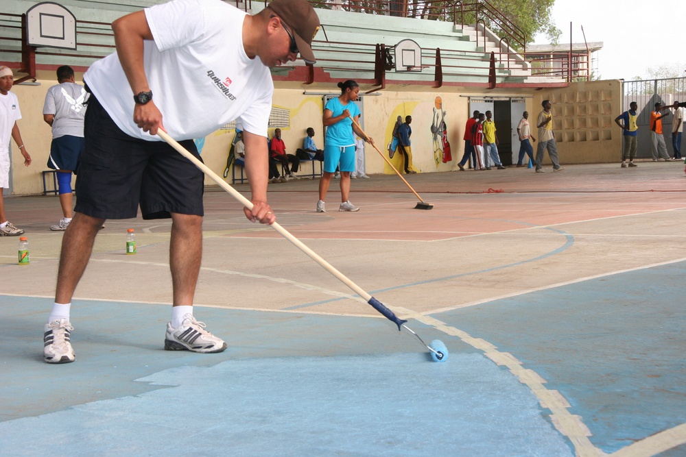 Camp Lemonier Volunteers Revitalizes Djibouti Basketball Court