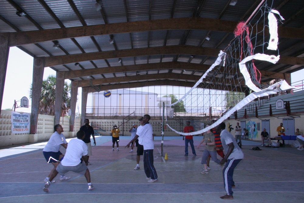 Camp Lemonier Volunteers Revitalizes  Djibouti Basketball Court