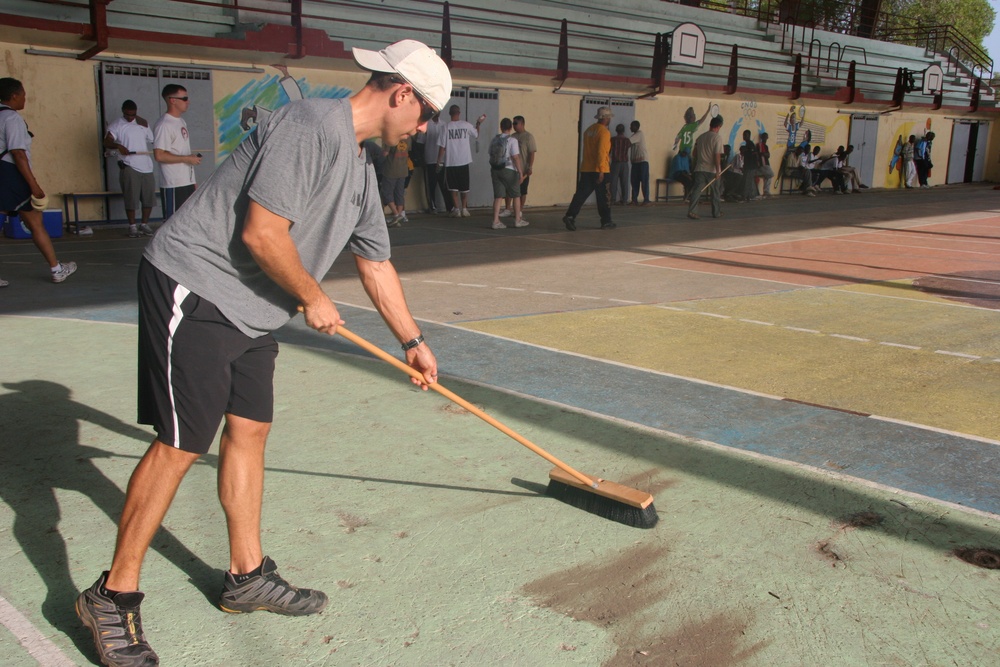 Camp Lemonier Volunteers Revitalizes  Djibouti Basketball Court