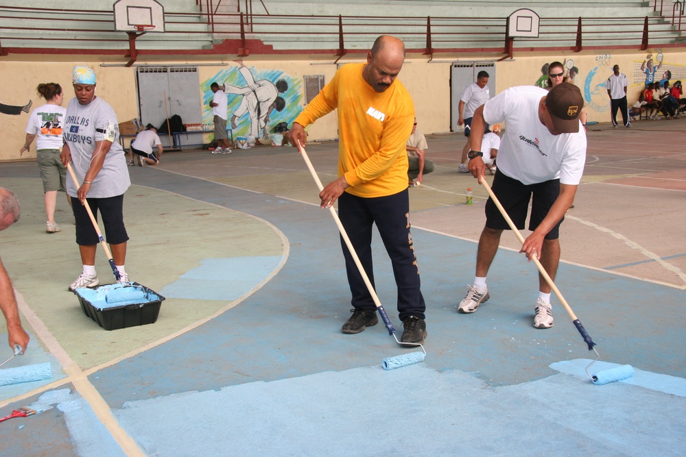 Camp Lemonier Volunteers Revitalizes  Djibouti Basketball Court