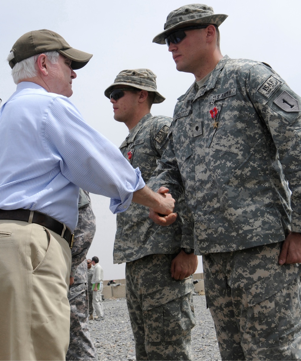 Secretary of Defense visits first American Forward Operating Base in Kandahar Province