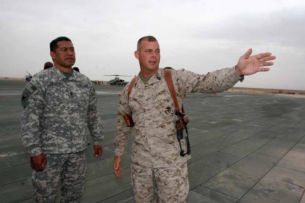 International Security Assistance Force top enlisted meets with Marines in Afghanistan